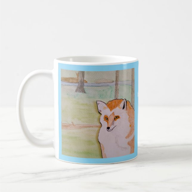 Red Fox Up-Close Baby Blue Coffee Mug (Left)