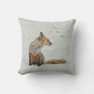 Red Fox Vixen - Island Beach State Park - NJ Throw Pillow