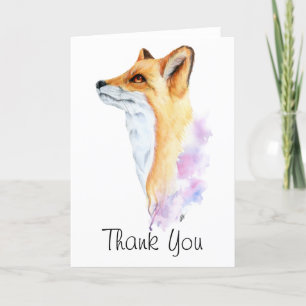 Red Fox Watercolor Painting Thank You