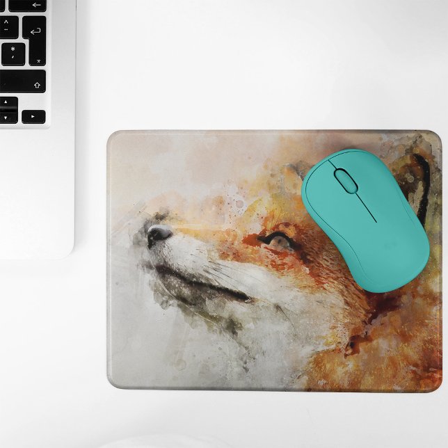 Red Fox Watercolor Portrait 01 Mouse Pad (Red Fox Watercolor Portrait 01. Mouse Pad)