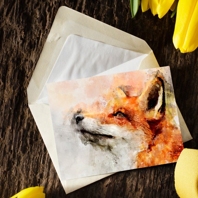 Red Fox Watercolor Portrait 01 Postcard (Red Fox Watercolor Portrait 01. Postcard)