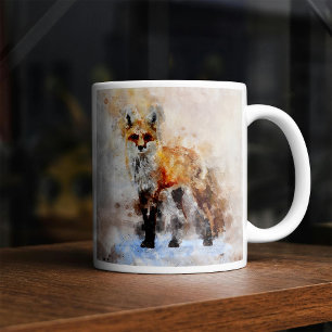 Red Fox Watercolor Portrait 02 Coffee Mug