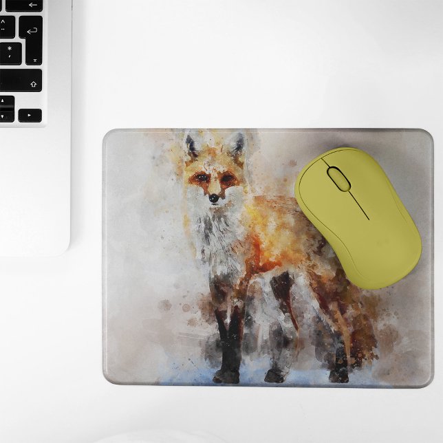 Red Fox Watercolor Portrait 02 Mouse Pad (Creator Uploaded)