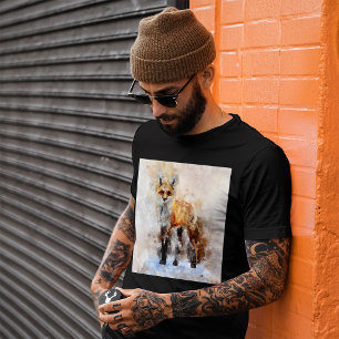 Red Fox Watercolor Portrait 02 T-Shirt