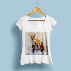 Red Fox Watercolor Portrait 02 T-Shirt