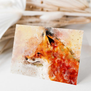 Red Fox Watercolor Portrait 03 Thank You Card