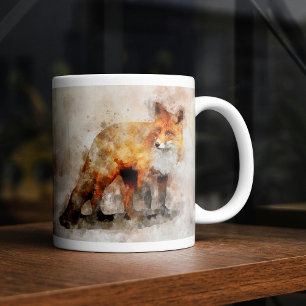 Red Fox Watercolor Portrait 04 Coffee Mug