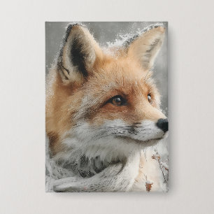 Red Fox Wearing a Knitted Scarf in a Snowy Winter