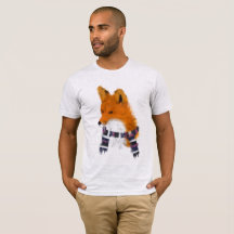 Red Fox Wearing Winter Scarf Art Tee