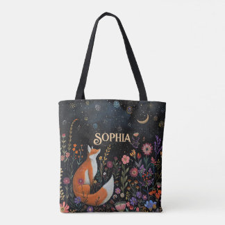 Red Fox Wildflower Forest Tote Bag