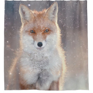Red fox, winter forest, scenic illustration.