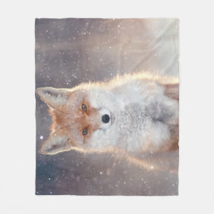 Red fox, winter forest, scenic illustration. fleece blanket