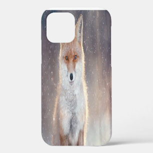 Red fox, winter forest, scenic illustration. iPhone 12 case