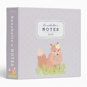 Red Fox with Butterfly Purple Polka Dot Binder