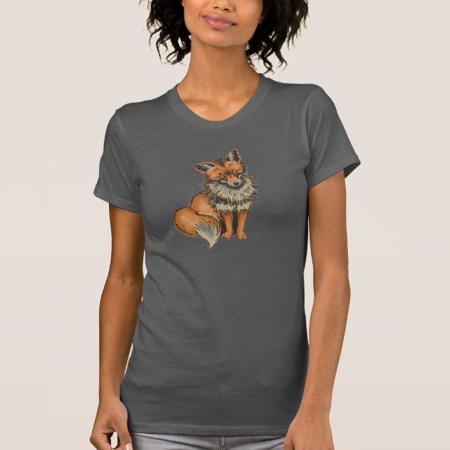 Red Fox with Grey background T-Shirt (Front)