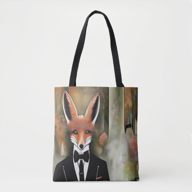 Red Fox with Martini Tote Bag (Front)