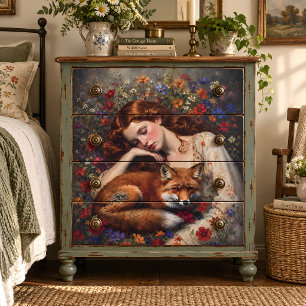Red Fox woman Companion  Wildflower Meadow Tissue Paper