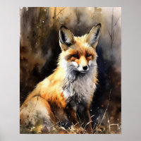Red Fox Woodland Animal Art Imprimer Poster