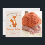 Red Fox | Woodland Photo Birth Announcement<br><div class="desc">Photo Birth Announcement 
 Customizable photo birth announcement featuring a red fox. Similar items are available.</div>