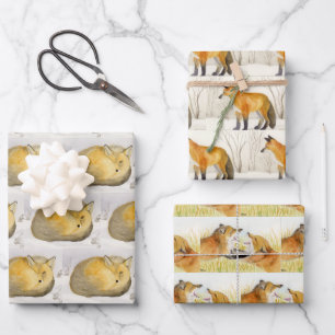 Red Fox Wrapping Paper Sheet