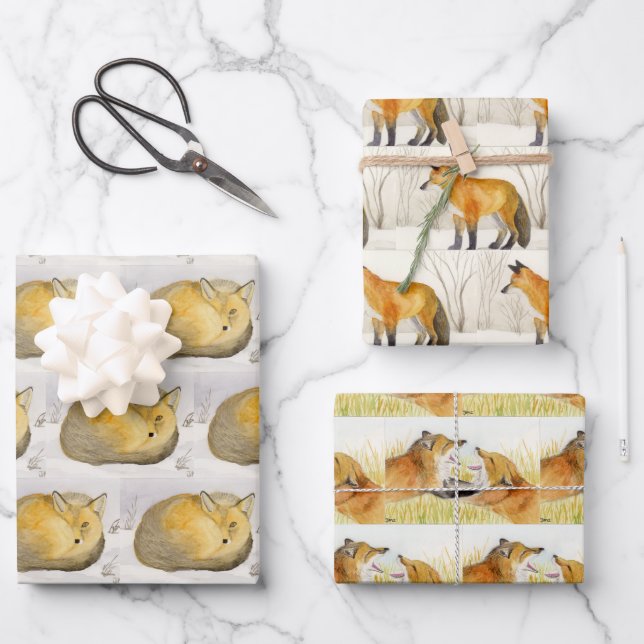 Red Fox Wrapping Paper Sheet (Front)