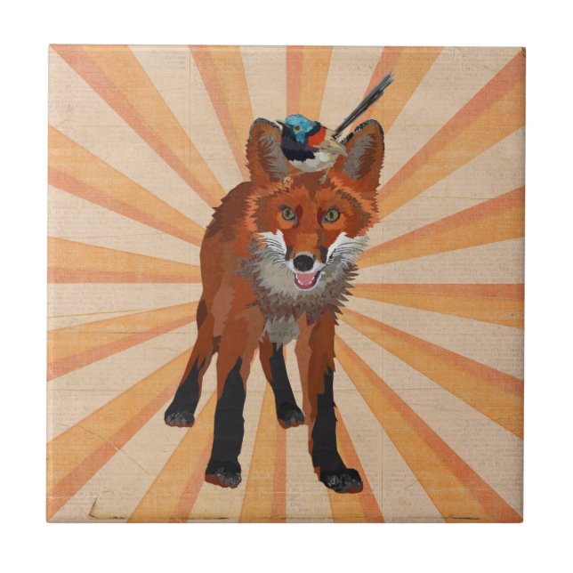 RED FOX & WREN Tile (Front)