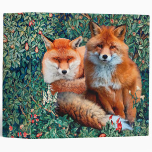 RED FOXES AMONG GREENERY, FOLIAGE AND FLOWERS BINDER