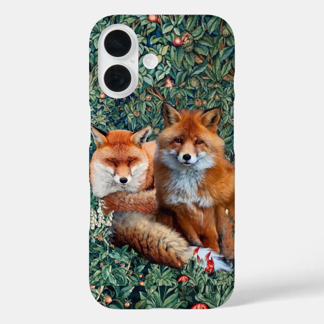 RED FOXES AMONG GREENERY, FOLIAGE AND FLOWERS Case-Mate iPhone CASE (Back)