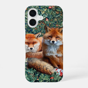 RED FOXES AMONG GREENERY, FOLIAGE AND FLOWERS iPhone 16 CASE