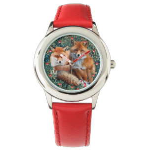 RED FOXES AMONG GREENERY, FOLIAGE AND FLOWERS WATCH