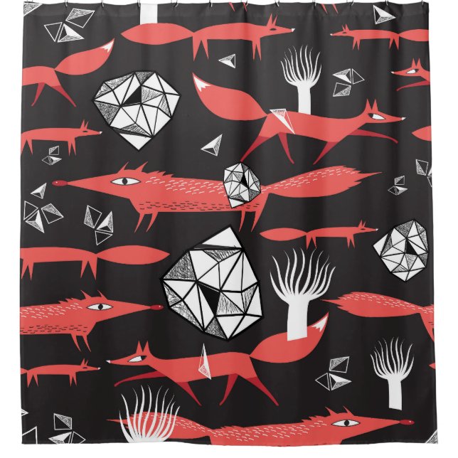 Red Foxes: Dark Background Seamless. (Front)
