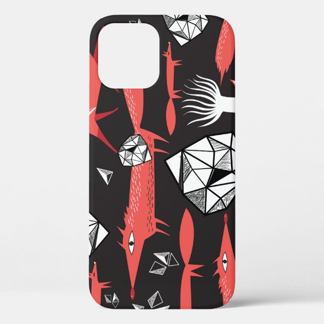 Red Foxes: Dark Background Seamless. Case-Mate iPhone Case (Back)