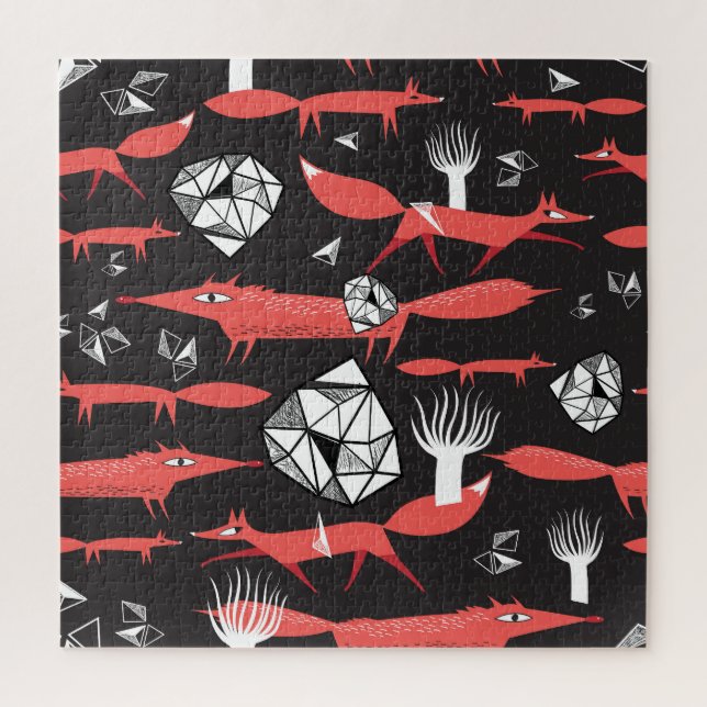 Red Foxes: Dark Background Seamless. Jigsaw Puzzle (Vertical)