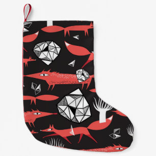 Red Foxes: Dark Background Seamless. Small Christmas Stocking