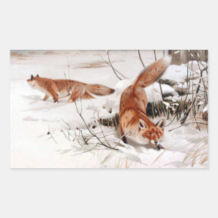 Red Foxes in the Winter Snow (by Wilhelm Kuhnert) Sticker