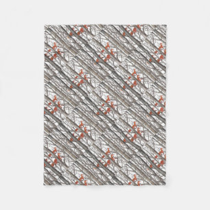 Red Foxes in Woods Art Beautiful Home Decor Fleece Blanket