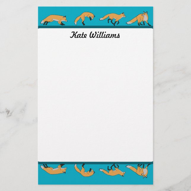 Red Foxes Personalized Stationery (Front)