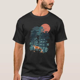Red Foxs Animal Mountain Pine Tree Sky Birds Are F T-Shirt