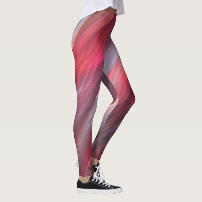 Red Fractal Artwork Leggings (Right)