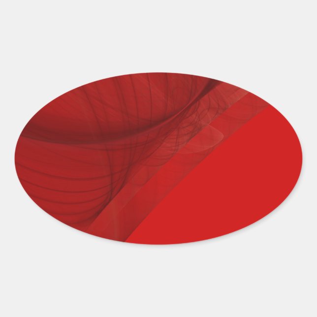 Red Fractal Background Oval Sticker (Front)