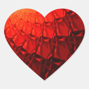 Red Fractal Pattern Heart Sticker