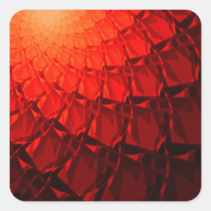 Red Fractal Pattern Square Sticker