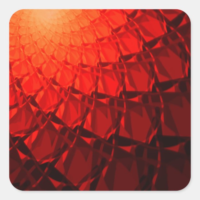 Red Fractal Pattern Square Sticker (Front)