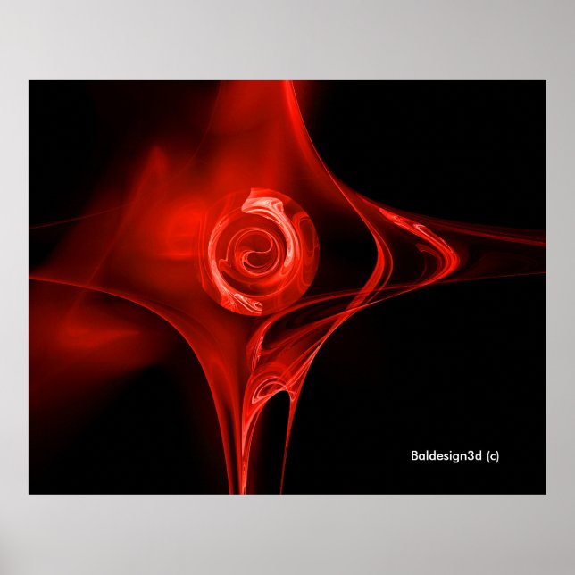 RED FRACTAL ROSE IN BLACK POSTER (Front)