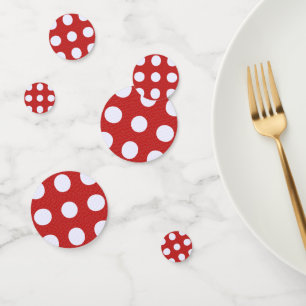 Red Fractal-style - White Fractal-style Polka Dots Confetti