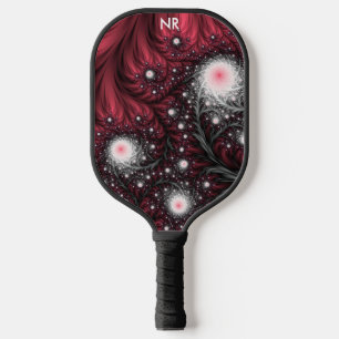  Red Fractal Swirls Modern Abstract Trippy Custom Pickleball Paddle