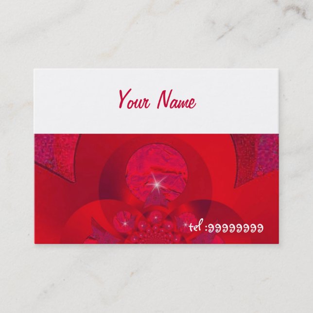 red fractal with sparkle business card (Front)