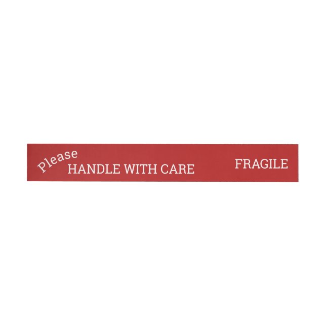 Red Fragile Handle with Care Shipping  Wrap Around Label (Individual)