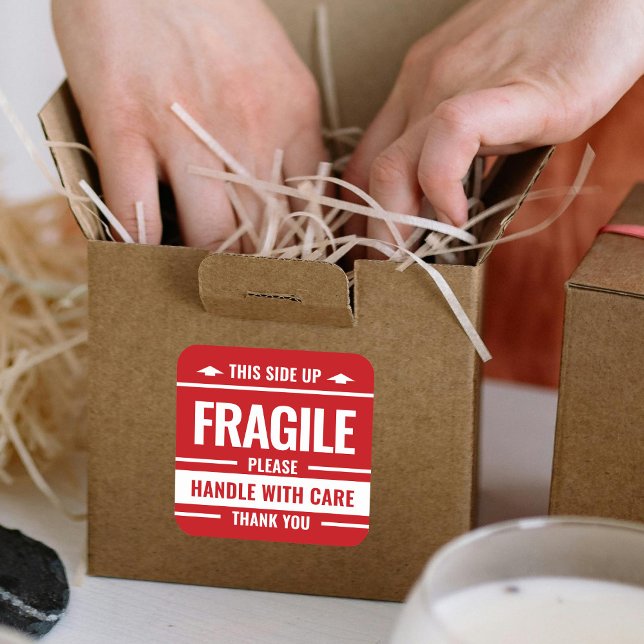 Red Fragile Label Shipping Warning Small Sticker (Creator Uploaded)