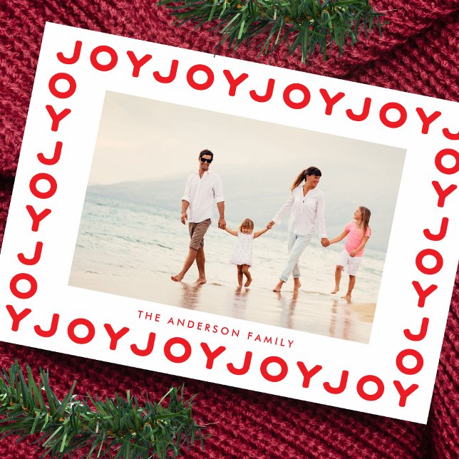 Red Frame Christmas JOY | Photo Holiday Card (Creator Uploaded)